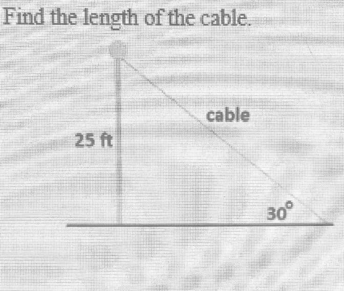 Find the length of the cable.
cable
25 ft
30
