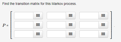 Find the transition matrix for this Markov process.
P =

