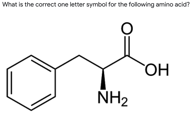 What is the correct one letter symbol for the following amino acid?
HO,
NH2
