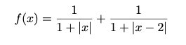 f(x) =
1+ |r|
1+ |x – 2|
