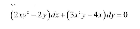 (2xy² − 2y)dx +(3x²y − 4x)dy = 0