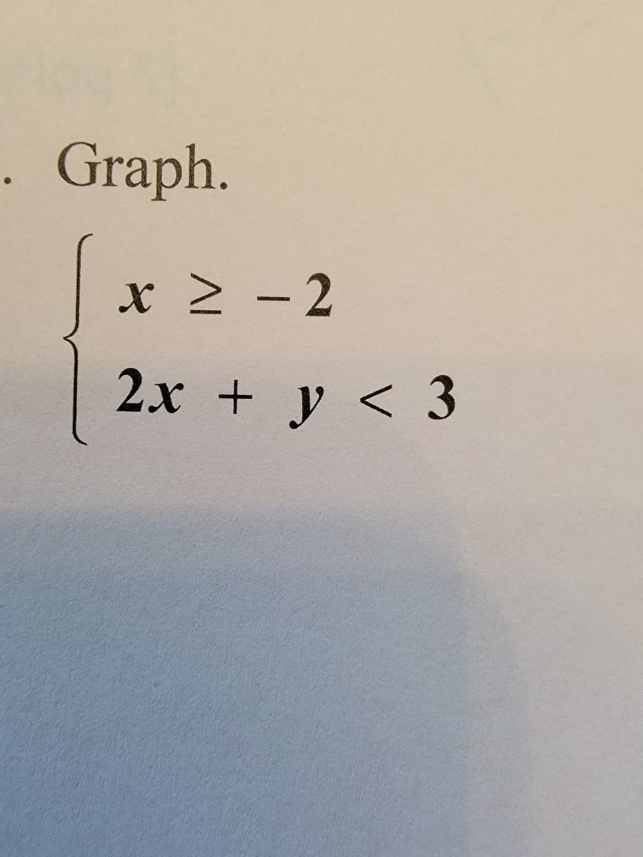 · Graph.
x 2 - 2
2x + y < 3
