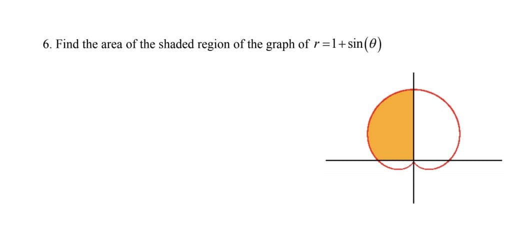 6. Find the area of the shaded region of the graph of r=1+sin(0)
