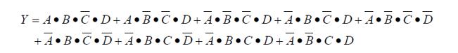 Y = A•B•C•D+A•B•C•D+4•B•C•D+A •B•C•D+A•B•C•D
+ 4•B•C•D+A•B•C•D+ A•B•C•D+A•B•C•D
