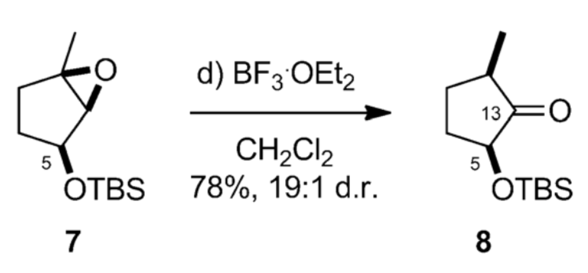 d) BF3'OEt2
13
CH2CI2
78%, 19:1 d.r.
5
5
ОТBS
OTBS
7
8

