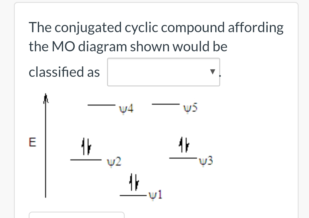 The conjugated cyclic compound affording
the MO diagram shown would be
classified as
v4
E
v2
