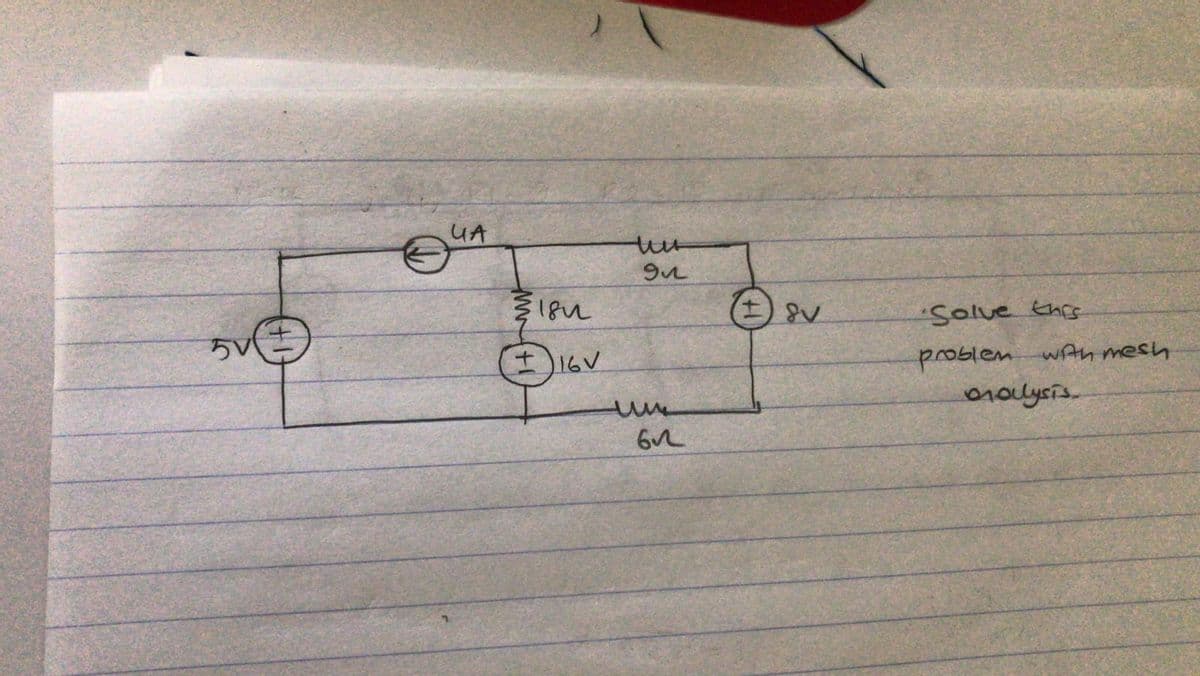 UA
(土)8V
Solve thfs
16V
problem wAn mesh
01oulysis.
