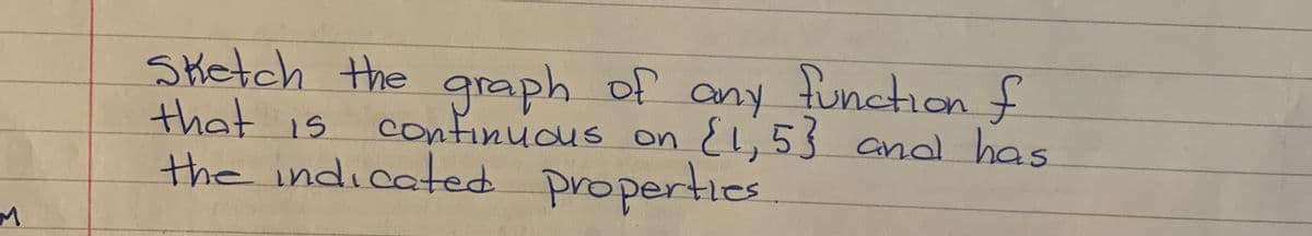 Shetch the
that is
the indicated properties
graph of any
confinudus on
functionf
E1,53 anal has
15
