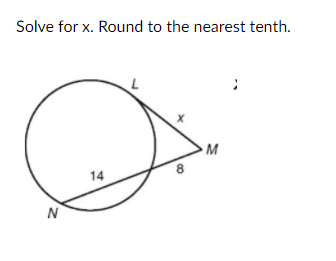 Solve for x. Round to the nearest tenth.
14
