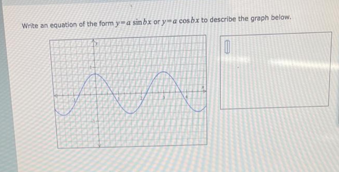Write an equation of the form y a sinbx or y=a cos bx to describe the graph below.
