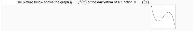 The picture below shows the graph y = f'(x) of the derivative of a function y = f(x).
