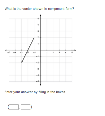 What is the vector shown in component form?
Enter your answer by filing in the boxes.
