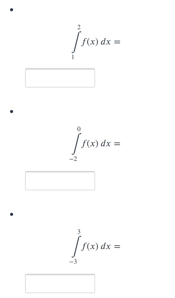 f(x) dx
1
fre
f(x) dx
-2
3
f(x) dx
-3
