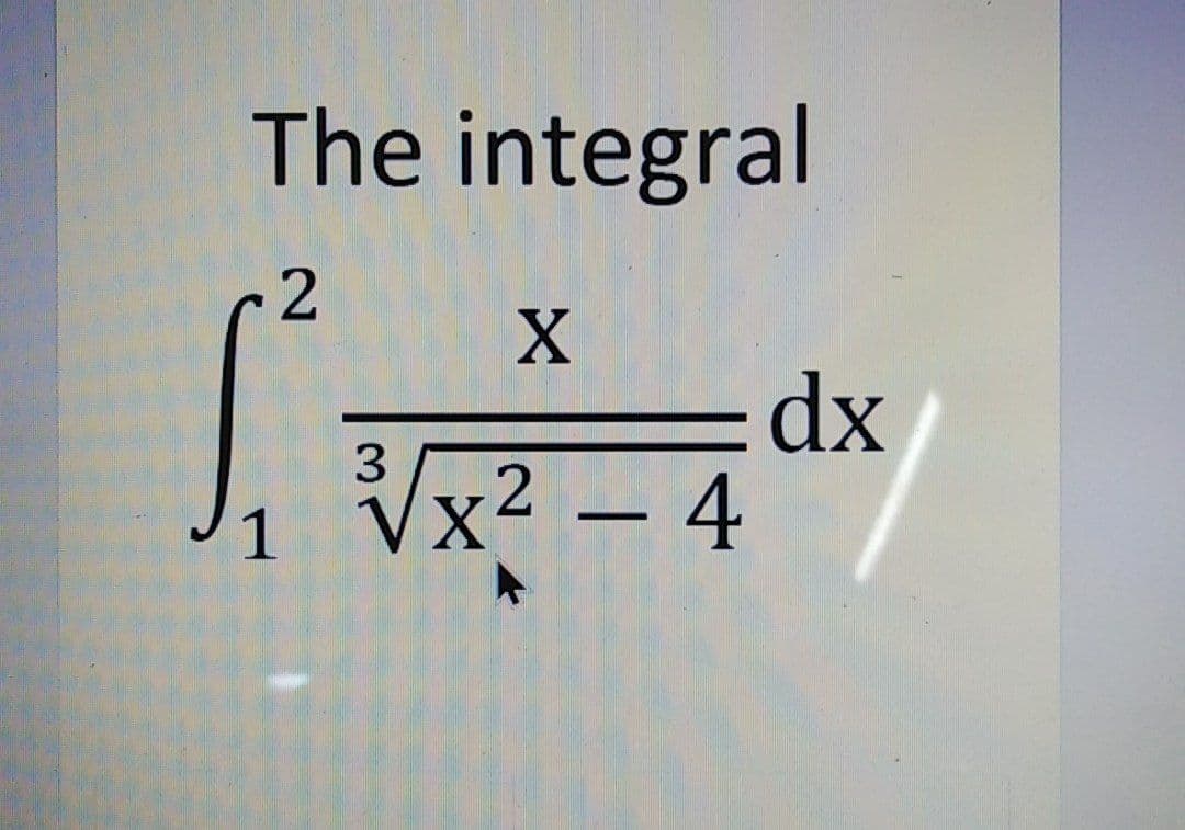 The integral
2
dx
x² – 4
3
