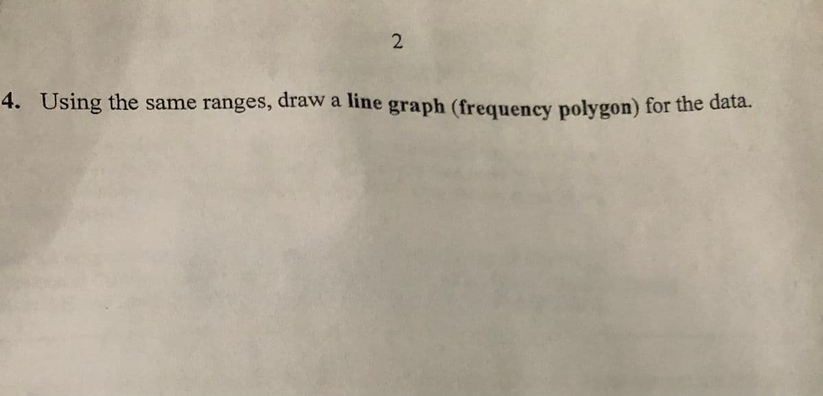 2
4. Using the same ranges, draw a line graph (frequency polygon) for the data.