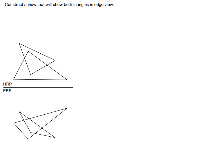 Construct a view that will show both triangles in edge view.
HRP
FRP
