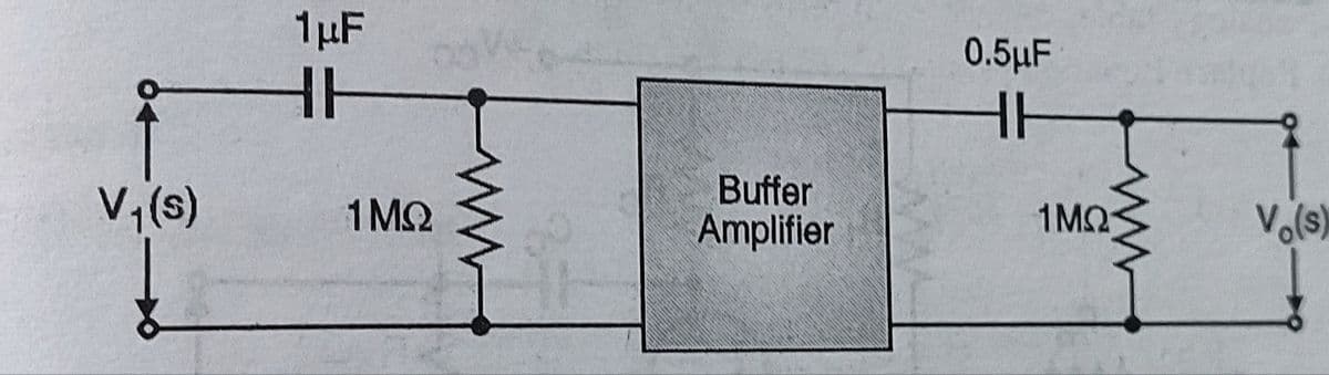 V₁(s)
1 µF
HH
1MQ
Buffer
Amplifier
0.5μF
1ΜΩ
Vo(s)