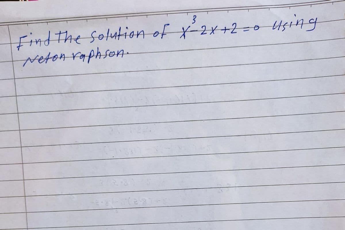 3
Find the solution of x-2x+2=o Using
Neton raphsen-
