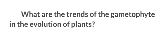 What are the trends of the gametophyte
in the evolution of plants?
