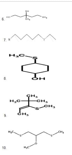 SH
HO
GH
GH,
7. B
8.
GH3
H,C-
-CH3
CH3
ČH3
9.
H3C.
CH3
10.
H3C
6.
