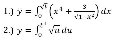 1.) y = [," (x+
2.) y = Vũ du
3
x4 +
dx
V1-x2.
