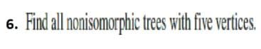 Find all nonisomorphic trees with five vertices.
6.
