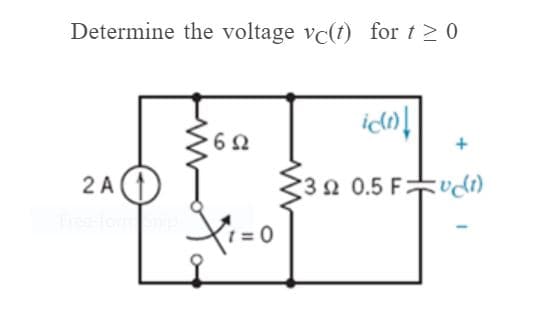 Determine the voltage vc(t) for t > 0
ido
2 A
33n 0.5 Fvdı)

