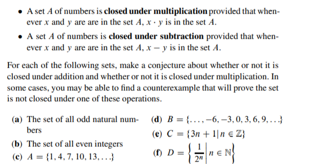 ) The set of all odd natural num-
bers
O The set of all even integers
) A = {1,4, 7, 10, 13, .}
