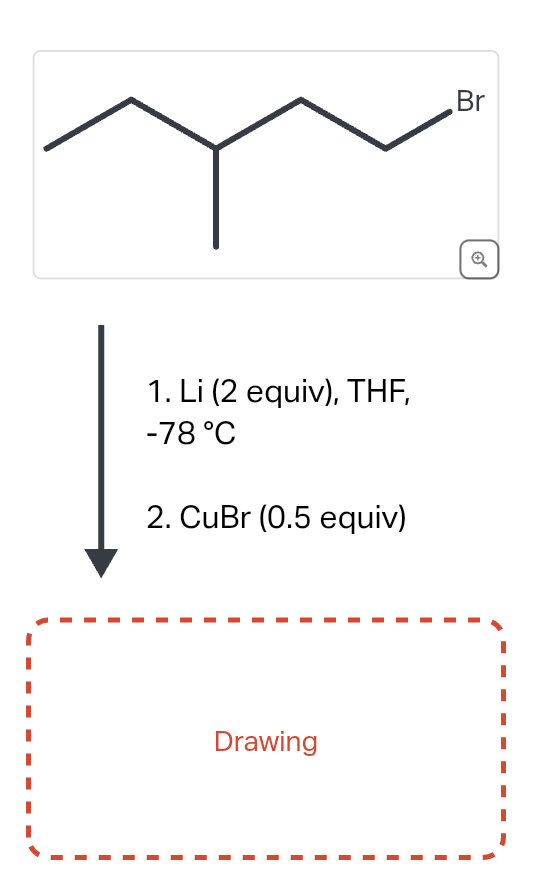 1. Li (2 equiv), THF,
-78 °C
2. CuBr (0.5 equiv)
Drawing
Br