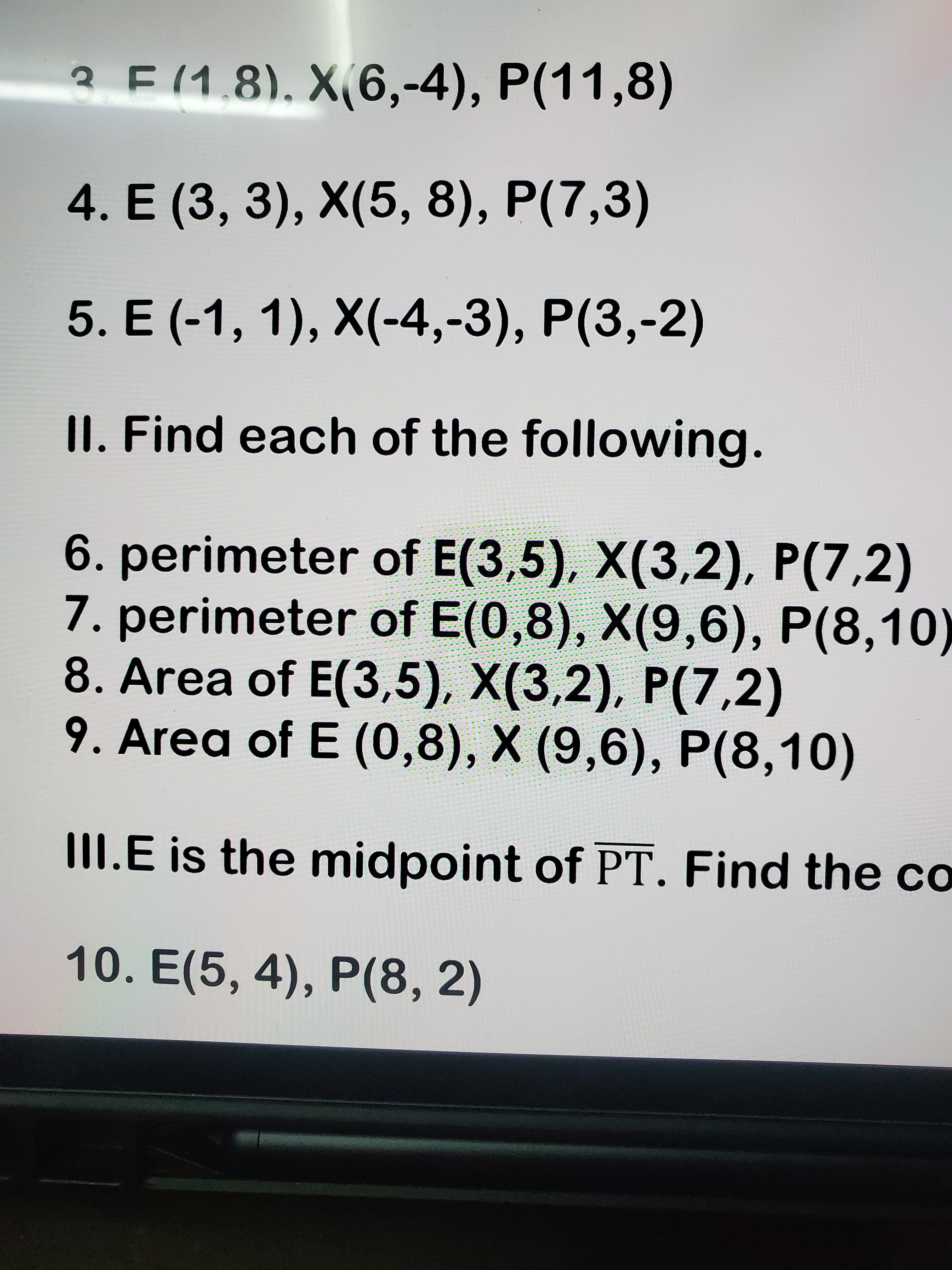 3 F (1.8), X(6,-4), P(11,8)
