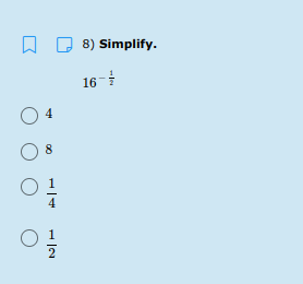 8) Simplify.
16
O 4
4
