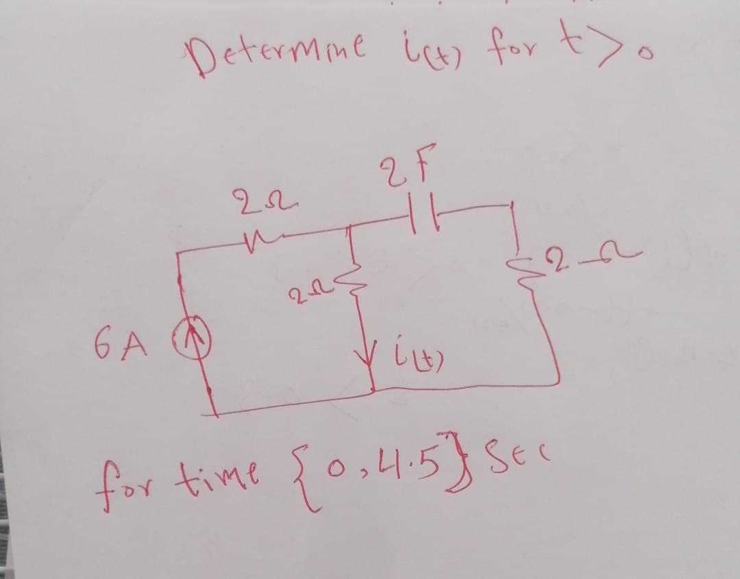 6 A
Determine it for t>o
22
M
225
2 F
11
دعانا
22
for time {0₂4.5} SEC