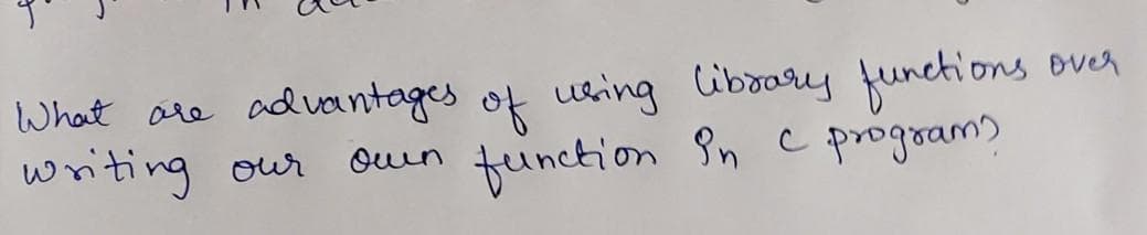 What are
writing
advantages of using library functions.
own
function in C program?
our
over