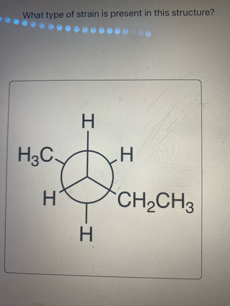 What type of strain is present in this structure?
H
a Dom
H
H
H3C.
H
CH₂CH3