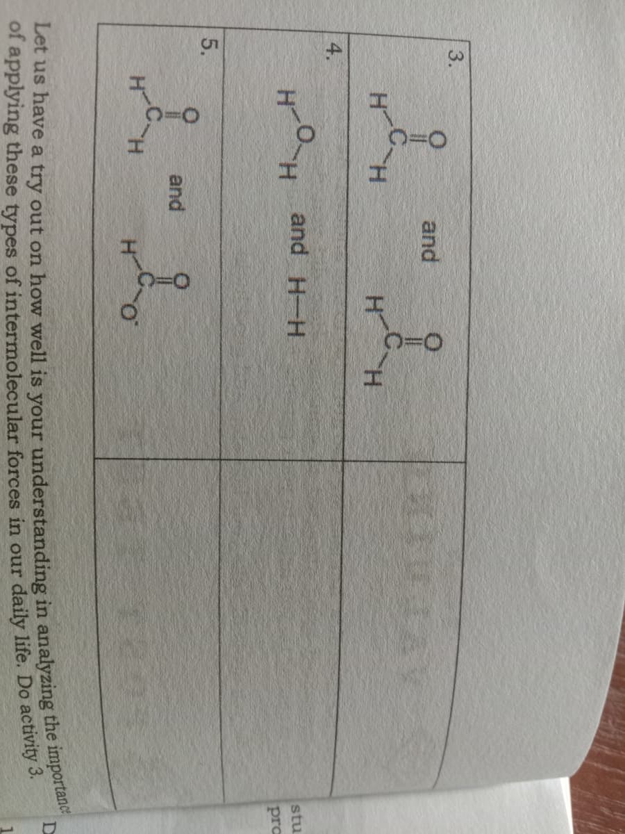 3.
and
H.
H.
4.
HOH and H H
stu
pro
5.
and
D
of applying these types of intermolecular forces in our daily life. Do activiy *
