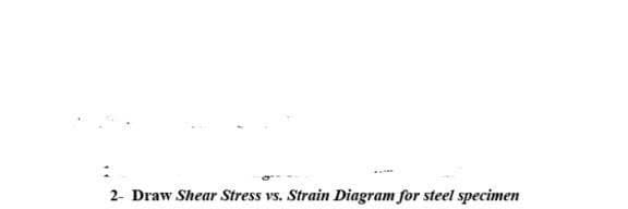 2- Draw Shear Stress vs. Strain Diagram for steel specimen
