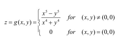X
x² - ys
z = g(x, y) = x² + y²
0
for
(x, y) = (0,0)
for (x, y) = (0,0)