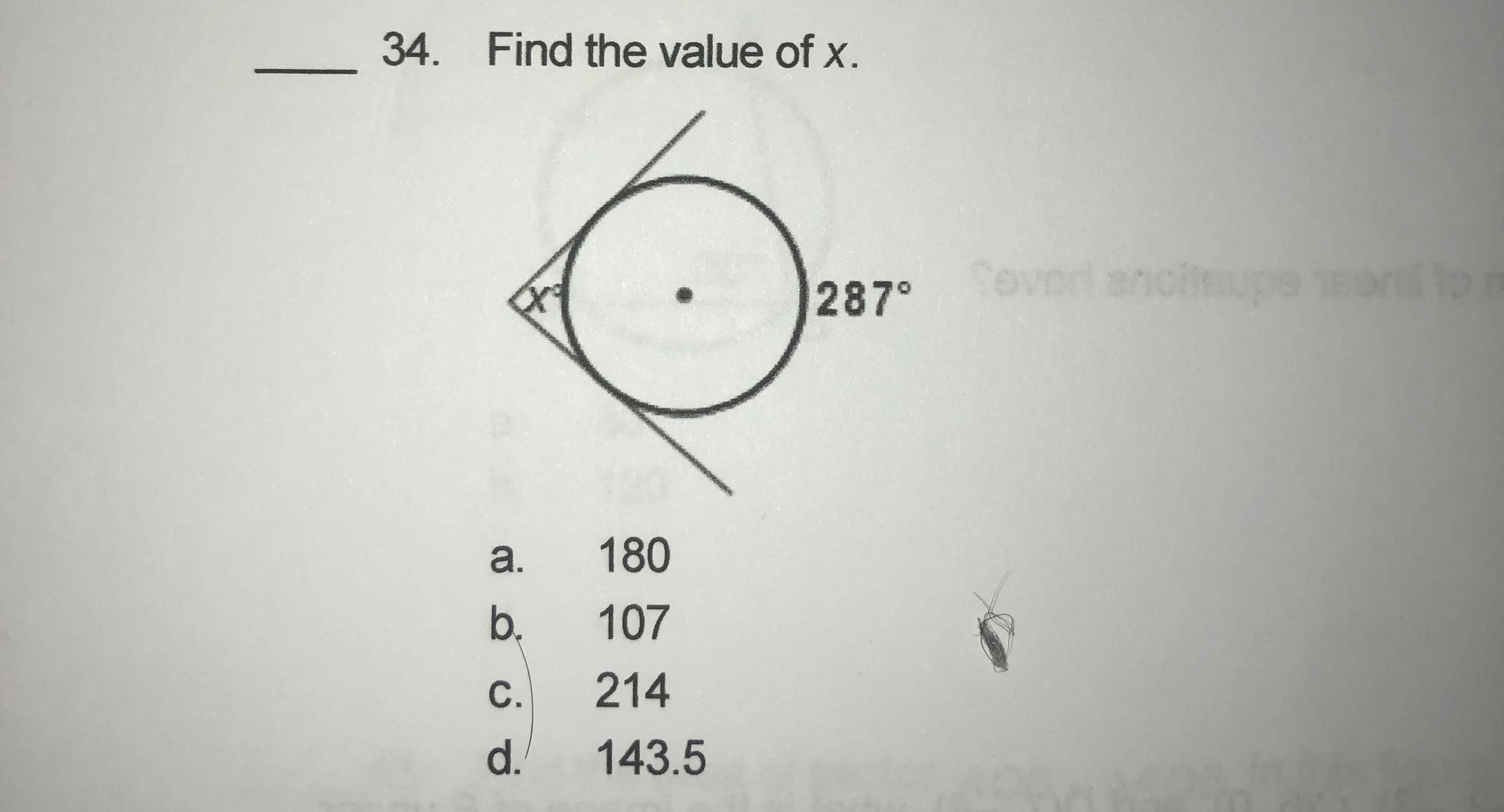 34. Find the value of x.
287°
