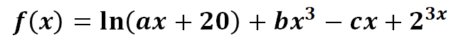 f (x) %3D In(ax + 20) + bx3 — сх + 23х
