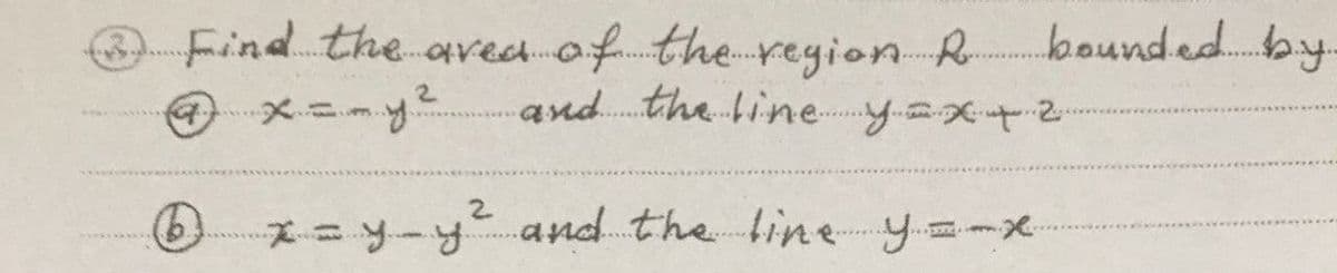 Find the aved of. thereyion R
and the liney=x+
bounded.by.
...
2.
2.
and the line y--x
