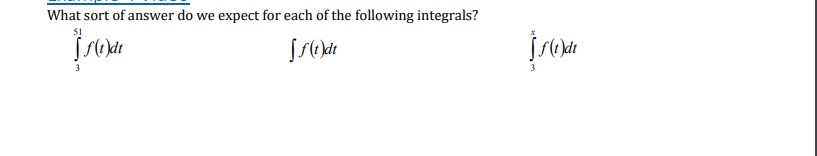 What sort of answer do we expect for each of the following integrals?
3
