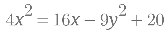 2
4x = 16x – 9y+ 20
