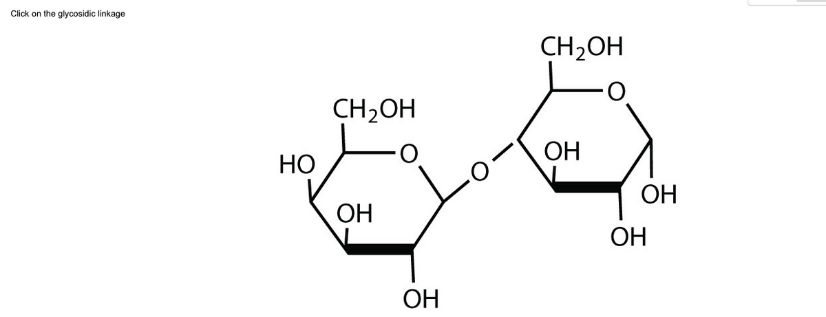 Click on the glycosidic linkage
НО
CH2OH
ОН
ОН
CH₂OH
ОН
ОН
ОН