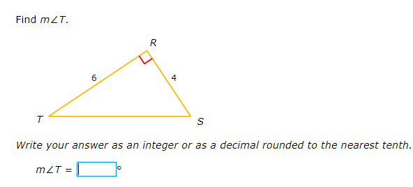 Find mZT.
6.
4
Write your answer as an integer or as a decimal rounded to the nearest tenth.
mZT =
