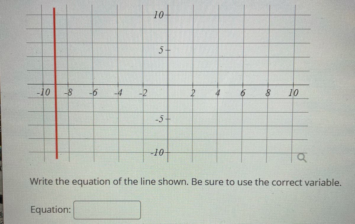 10
5+
-10
-8
-6
-4
-2
4
10
-5+
--10
Write the equation of the line shown. Be sure to use the correct variable.
Equation:
8.
to
2.
