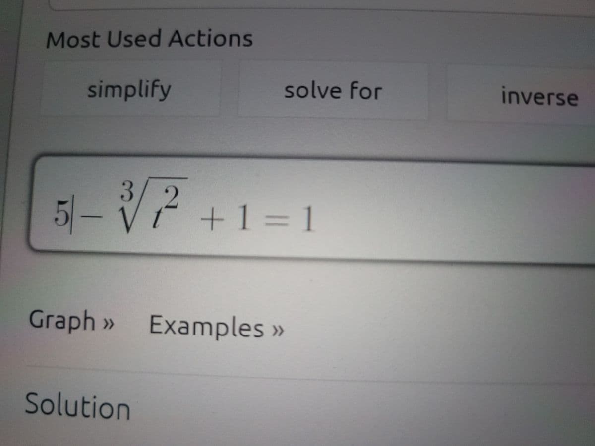 Most Used Actions
simplify
solve for
inverse
3/2
+1%=D1
Graph »
Examples »
Solution

