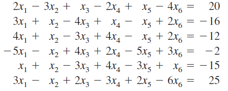 2x,
4x6
2x, - 3x, + xz – 2x4 + X5 – 4x6
Зx, + х, — 4х; + X4
4x, +
- 5x1
X3 – 2x.
х, — Зх, + 4х,
X2 + 4x3 + 2x4
х, + х, — 3х, + 4х,
х, + 2x; — 3х,+ 2xs
X5 + 2x, = – 16
X5 + 2x, = – 12
- 5x, + 3x6 = -2
– 15
3x, + x, = – 15
Зх,
25
20
