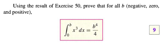 Using the result of Exercise 50, prove that for all b (negative, zero,
and positive),
64
x³ dx =
4
