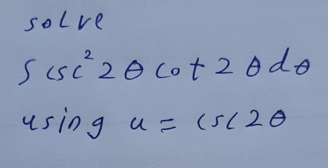 solve
sesé20cot 20do
using u = (S(20
