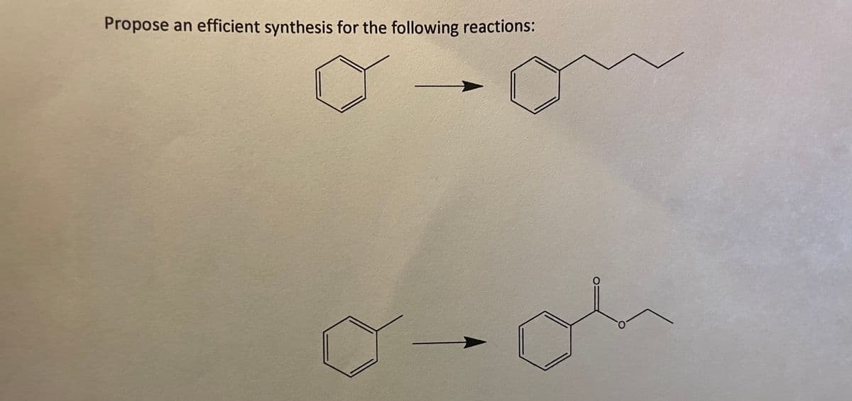 Propose an efficient synthesis for the following reactions:
->
